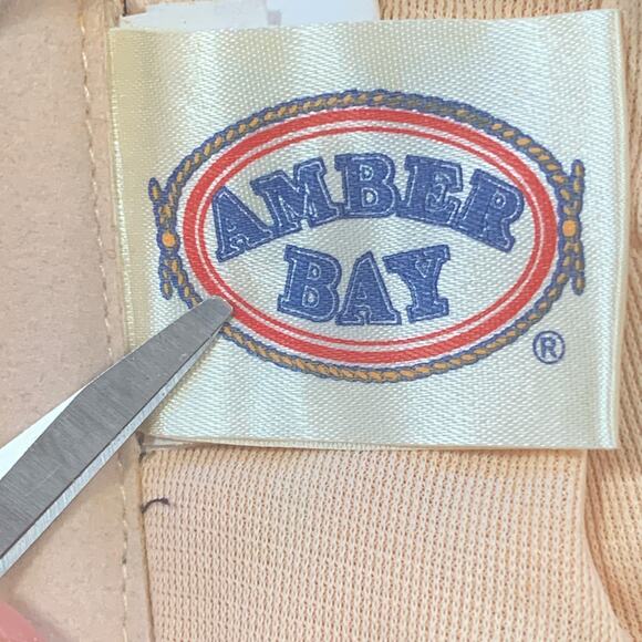 Vintage 80s Nautical Blue Gold Stripe High Waist Swimsuit Playsuit Size 10 USA - Picture 8 of 12